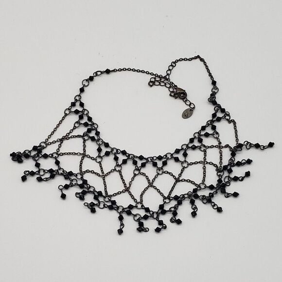 Claire's Chain Link Black Faux Gem Netted Choker & Vintage Faux Black Gem Ring - Picture 9 of 16